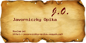 Javorniczky Opika névjegykártya